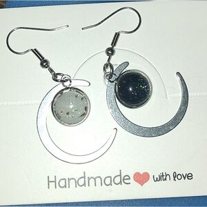 Elegant Crescent Mismatched Earrings Yin And Yang